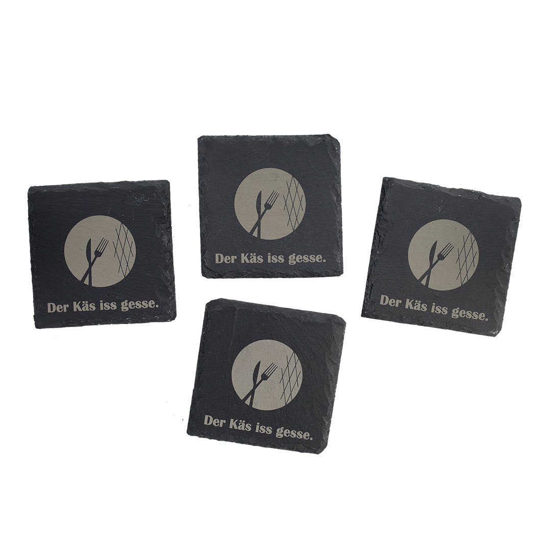 Schieferuntersetzer – Der Käs is gesse