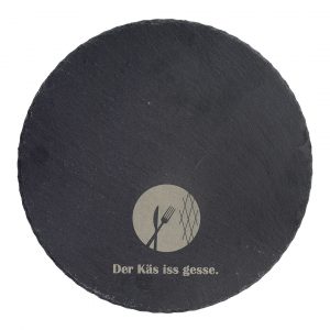 Schiefertafel – Der Käs iss gesse